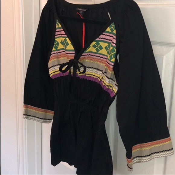 Cynthia Rowley Black Top With Multi Colors - Picture 3 of 8